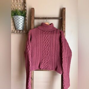 Paul James 100% Wool Made in England Turtleneck Sweater - Mauve